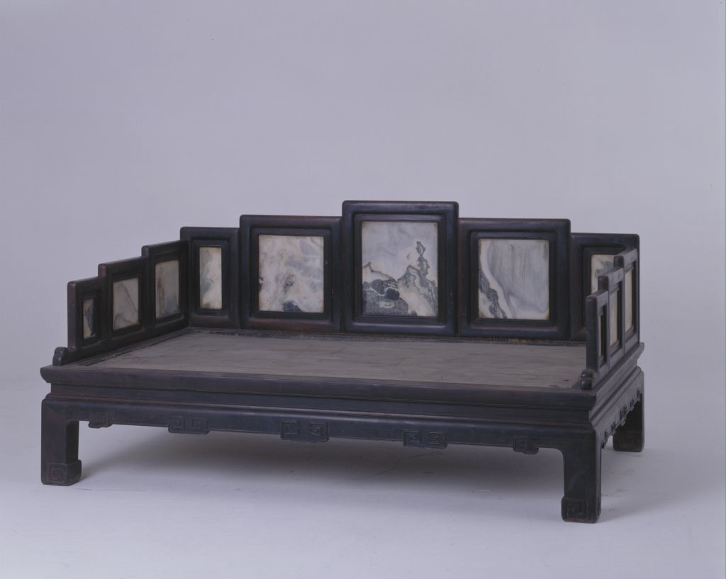 图片[1]-Mahogany inlaid marble bed-China Archive